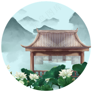 白莲水榭厅堂古风建筑