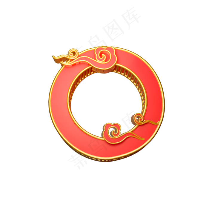 C4D新年春节红色中国风边框,免抠元素