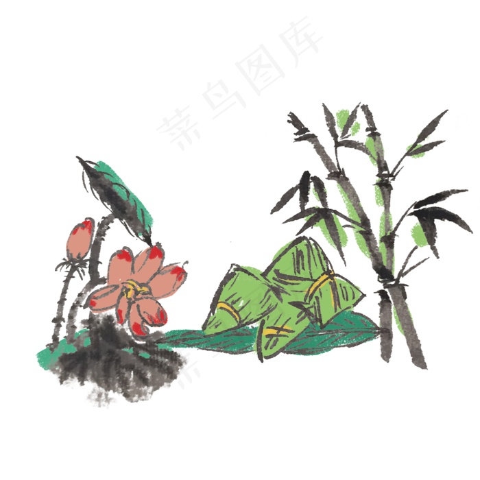 端午节吃粽子手绘(4000X4000(DPI:300))psd模版下载