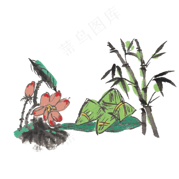 端午节吃粽子手绘(4000X4000(DPI:300))psd模版下载