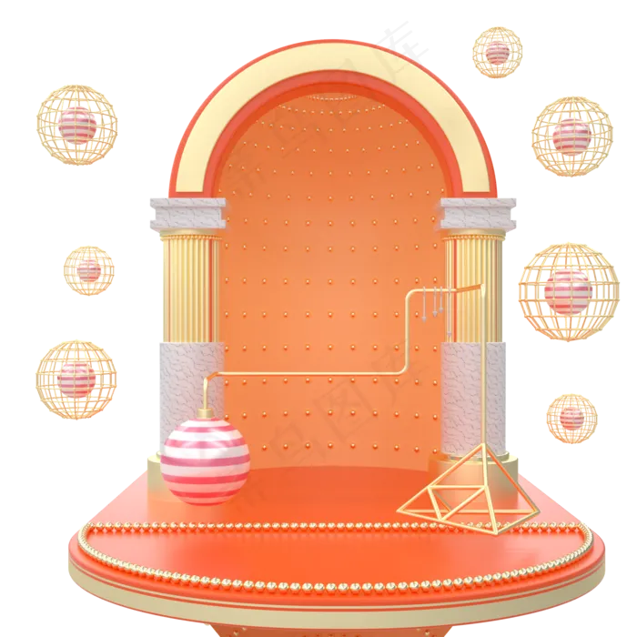 C4D橙色立体电商促销舞台(2000*2000px 300 dpi )
