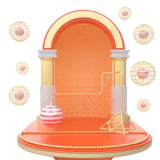 C4D橙色立体电商促销舞台