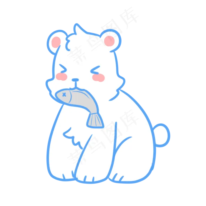 叼着鱼的可爱白熊(2100X2100(DPI:300))psd模版下载