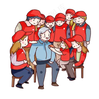 手绘卡通志愿者做公益,免抠元素