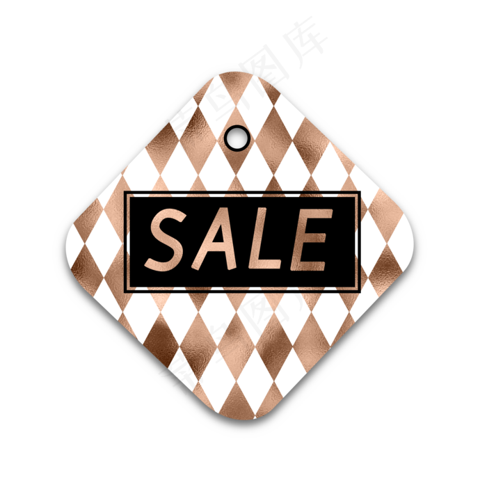金色菱形格纹吊牌