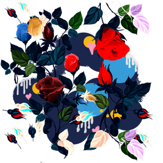 欧美街头涂鸦唯美玫瑰蔷薇撞色P