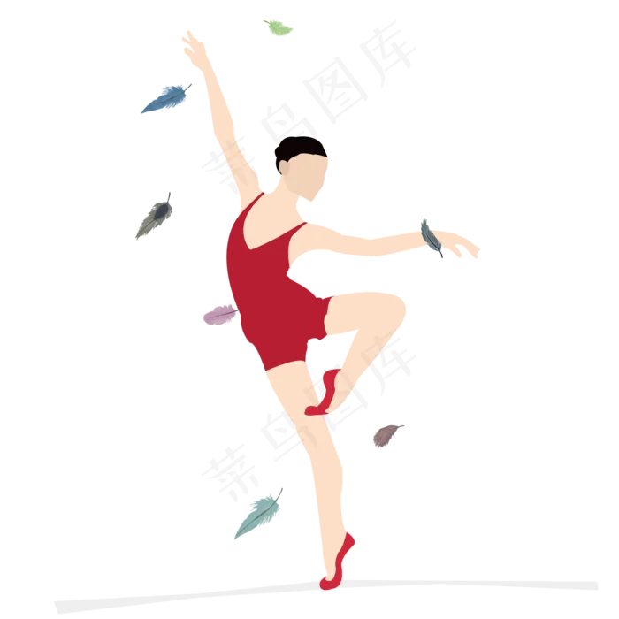飘落的羽毛中跳舞的人,免抠元素(2000*2000px 300 dpi )psd模版下载