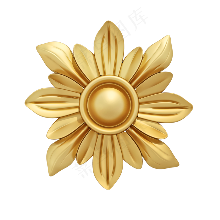 仿真金色花png图(2000X2000(DPI:300))psd模版下载