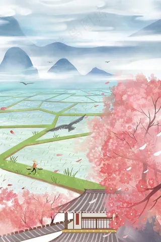 小满大片田野农民伯伯忙碌