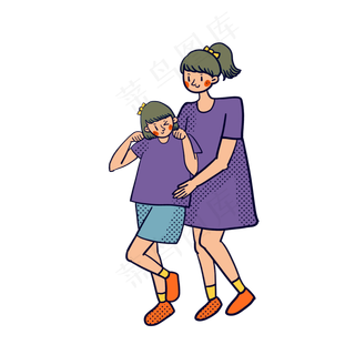 矢量免抠卡通可爱儿童节母亲和孩