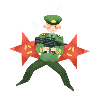 建军节持枪解放军