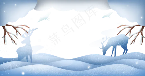 冬天冰雪边框,免抠元素