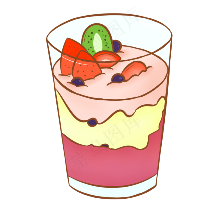 卡通手绘奶昔水果杯(2362X2362(DPI:300))psd模版下载