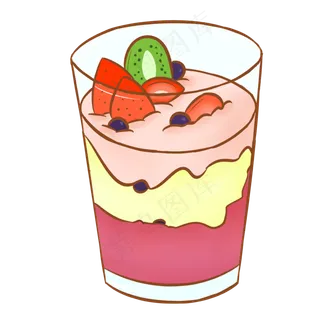 卡通手绘奶昔水果杯