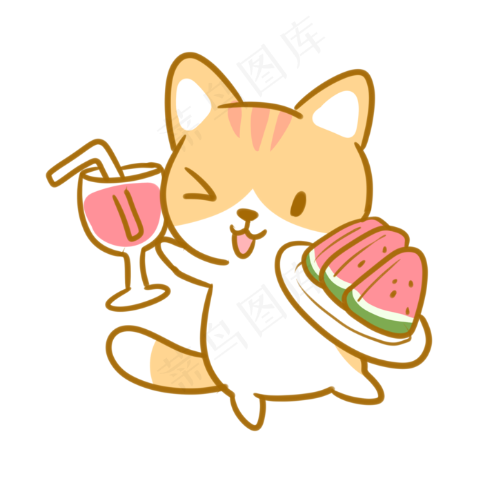 拿着西瓜的橘猫