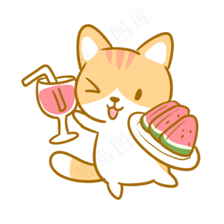 拿着西瓜的橘猫