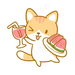 拿着西瓜的橘猫