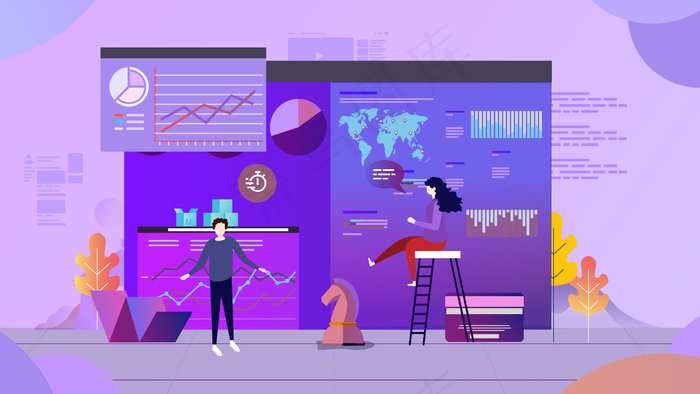 商务办公矢量插画