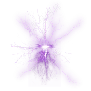 紫色闪电雷电PNG素材,免抠元素