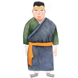 水彩人物免抠手绘卡通古装汉服主