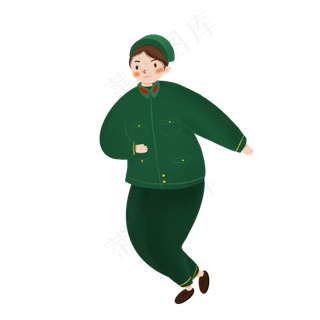 卡通建军节军人人物