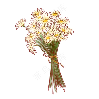 水彩手绘文艺小雏菊PNG免抠素材