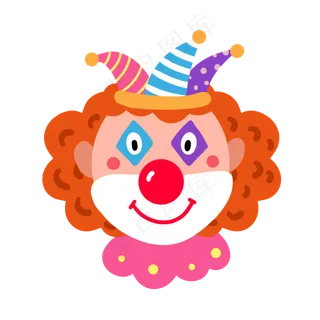 愚人节小丑扁平PNG免抠素材