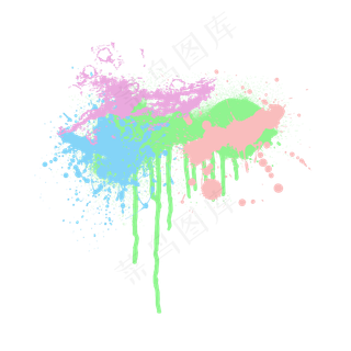 糖果色水彩泼墨缤纷墨迹元素