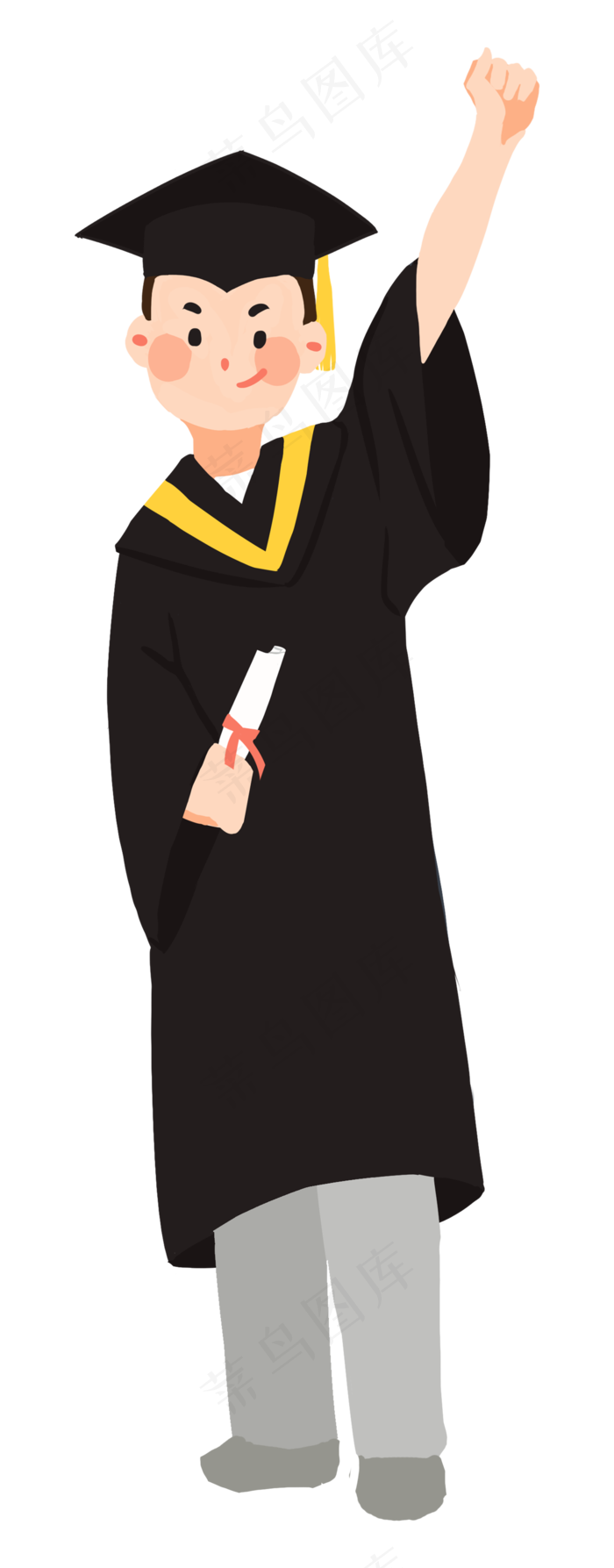 穿学士服的毕业学生