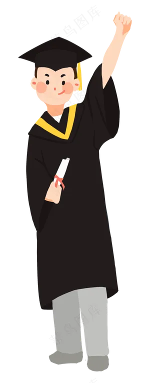 穿学士服的毕业学生