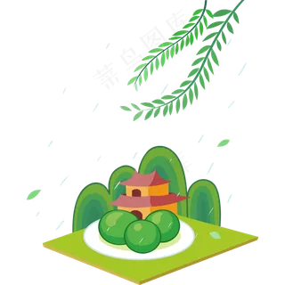 清明节青团祭拜矢量