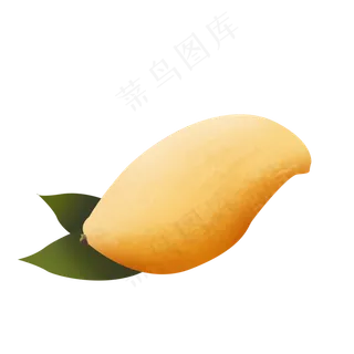 手绘带叶橙黄色芒果psd透明底 手绘带叶橙黄色芒果psd透明底