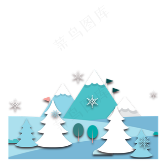 圣诞节立体剪纸边框,免抠元素