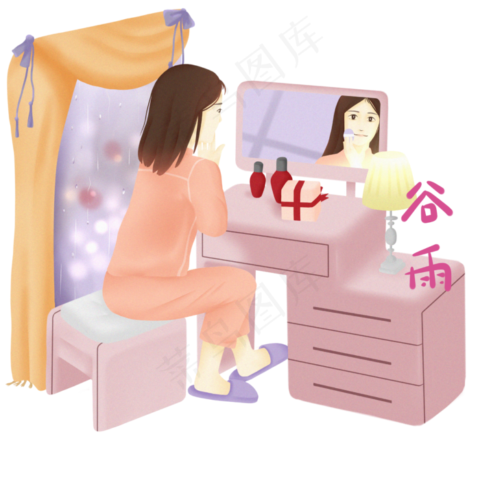 谷雨化妆的小女孩