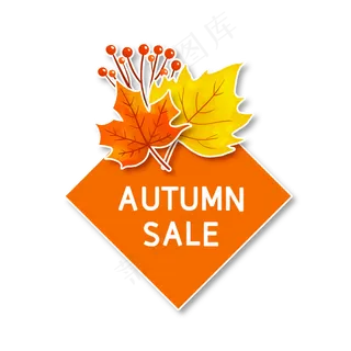 秋季树叶促销标签