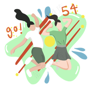 青年节跳跃女孩