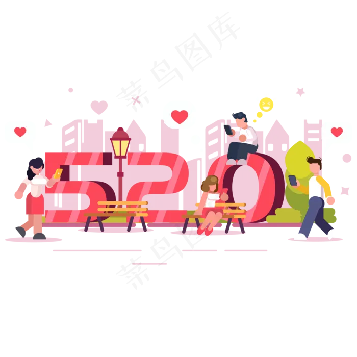 520情人节装饰图(2000*2000px 300 dpi )ai矢量模版下载
