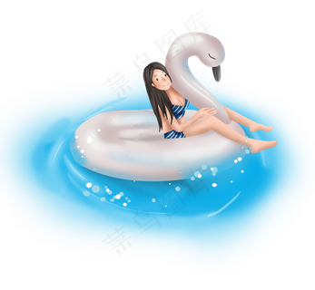 火烈鸟泳圈和女孩