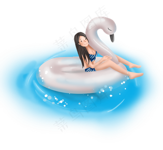 火烈鸟泳圈和女孩