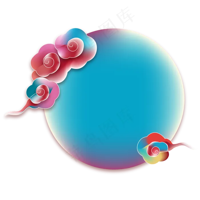 中国风彩色祥云边框(2500X2500(DPI:300))ai矢量模版下载