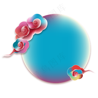 中国风彩色祥云边框