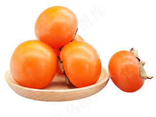 木质果盘柿子,免抠元素