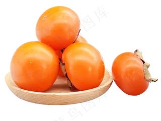 木质果盘柿子,免抠元素