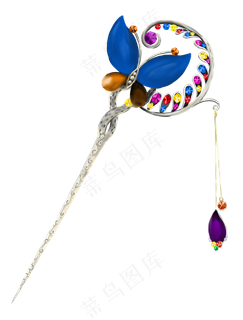 手绘首饰宝石发簪装饰素材