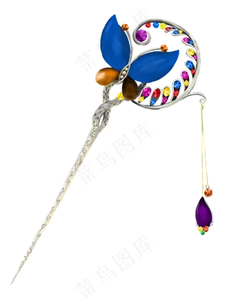 手绘首饰宝石发簪装饰素材