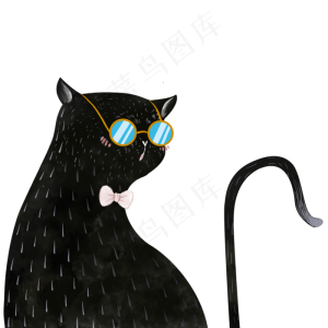 时尚黑猫咪动物可商用元素,免抠元素