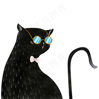时尚黑猫咪动物可商用元素,免抠元素
