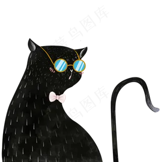 时尚黑猫咪动物可商用元素,免抠元素