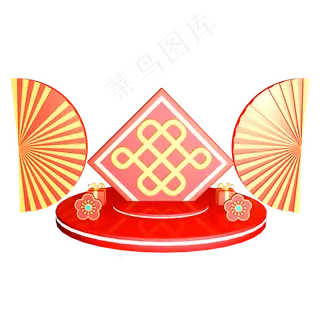 大气红色中式促销舞台模型,免抠元素