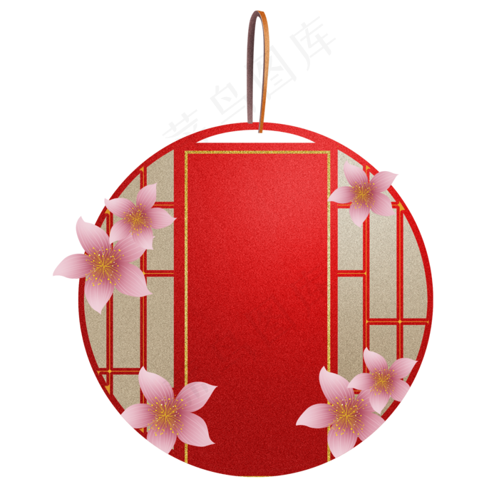 古风窗格桃花标签(2000X2000(DPI:299))psd模版下载